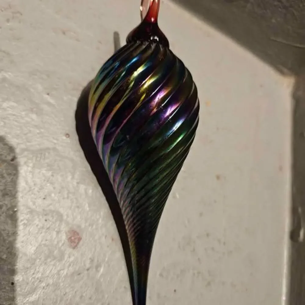 Iridescent Hand Blown Glass Swirl Ornament